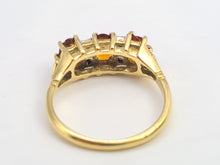 Load image into Gallery viewer, 7128: Antique/Vintage: 18ct Gold Vibrant Orange Citrines Diamonds Ring- superb quality.
