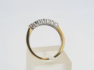 7129: Vintage: 18ct Gold Emeralds Brilliant cut Diamonds Stacker/Eternity Ring- elegant, sophisticated