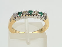 Load image into Gallery viewer, 7129: Vintage: 18ct Gold Emeralds Brilliant cut Diamonds Stacker/Eternity Ring- elegant, sophisticated
