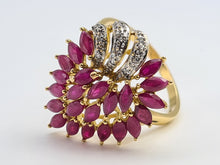 Load image into Gallery viewer, 7122:  Vintage: 18ct Gold Rubies (4ct) Diamonds Statement Cocktail Ring- FAB- Outrageous
