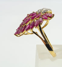 Load image into Gallery viewer, 7122:  Vintage: 18ct Gold Rubies (4ct) Diamonds Statement Cocktail Ring- FAB- Outrageous
