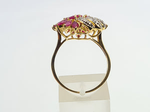 7122:  Vintage: 18ct Gold Rubies (4ct) Diamonds Statement Cocktail Ring- FAB- Outrageous