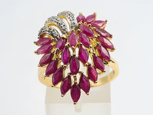 7122:  Vintage: 18ct Gold Rubies (4ct) Diamonds Statement Cocktail Ring- FAB- Outrageous