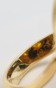 7124: Vintage: 18ct Gold Large Amber Statement Cocktail Ring-vibrant colour