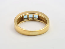 Load image into Gallery viewer, 7125: Vintage: 18ct Gold Channel Set Swiss Blue Topaz Ring- lovely cut and colours
