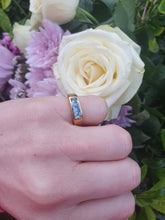 Load image into Gallery viewer, 7125: Vintage: 18ct Gold Channel Set Swiss Blue Topaz Ring- lovely cut and colours
