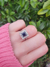 Load image into Gallery viewer, 7205: Antique Art-deco 18ct Gold Blues Sapphire Diamonds Square Set Cocktail Ring- Exquisite
