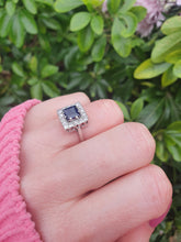 Load image into Gallery viewer, 7205: Antique Art-deco 18ct Gold Blues Sapphire Diamonds Square Set Cocktail Ring- Exquisite
