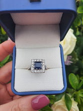 Load image into Gallery viewer, 7205: Antique Art-deco 18ct Gold Blues Sapphire Diamonds Square Set Cocktail Ring- Exquisite
