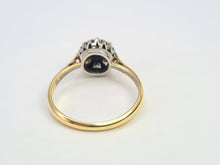 Load image into Gallery viewer, 0128: Vintage &amp; Old 18ct Gold Platinum Blue Sapphire Diamonds Daisy Ring-
