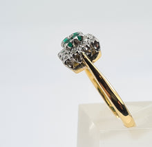 Load image into Gallery viewer, 0119: Vintage: 18ct Gold Emerald Diamonds Art Deco Style Ring- Date Mark 1965
