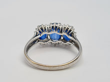 Load image into Gallery viewer, 7166: Vintage: 9ct White Gold Blue Kyanite 30 diamonds Cocktail Ring- rare, eye candy
