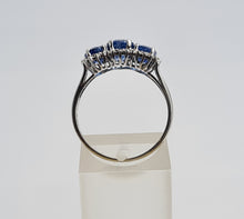 Load image into Gallery viewer, 7166: Vintage: 9ct White Gold Blue Kyanite 30 diamonds Cocktail Ring- rare, eye candy
