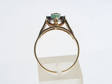 Load image into Gallery viewer, 7180: Vintage: 18ct Gold Emeralds Diamonds geometric Set Cocktail Ring - sparkling symmetry- hallmarked London 1973-
