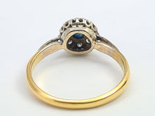 Load image into Gallery viewer, 7185: Vintage &amp; Old:  18ct Blue Sapphire 8 Diamonds Daisy Cluster Ring; lovely combination
