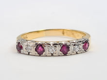 Load image into Gallery viewer, 7191: Vintage: 18ct Gold 4 Rubies 3 Brilliant Cut Diamonds Half Eternity Ring- Hallmarked London 1979
