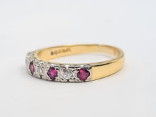 Load image into Gallery viewer, 7191: Vintage: 18ct Gold 4 Rubies 3 Brilliant Cut Diamonds Half Eternity Ring- Hallmarked London 1979
