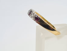 Load image into Gallery viewer, 7191: Vintage: 18ct Gold 4 Rubies 3 Brilliant Cut Diamonds Half Eternity Ring- Hallmarked London 1979
