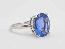 Load image into Gallery viewer, 7220:Vintage Rare: 10ct White  Gold Colour Change Blue Fluorite Cocktail Ring- lovely cut and colour array
