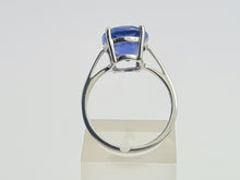 Load image into Gallery viewer, 7220:Vintage Rare: 10ct White  Gold Colour Change Blue Fluorite Cocktail Ring- lovely cut and colour array
