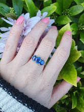 Load image into Gallery viewer, 7166: Vintage: 9ct White Gold Blue Kyanite 30 diamonds Cocktail Ring- rare, eye candy
