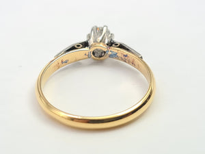 7265: Antique: 18ct Gold Platinum Set Old European cut Diamond Solitary (0.32ct)- Superb, antique diamond ring