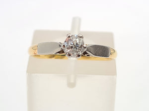 7265: Antique: 18ct Gold Platinum Set Old European cut Diamond Solitary (0.32ct)- Superb, antique diamond ring