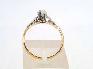 7265: Antique: 18ct Gold Platinum Set Old European cut Diamond Solitary (0.32ct)- Superb, antique diamond ring