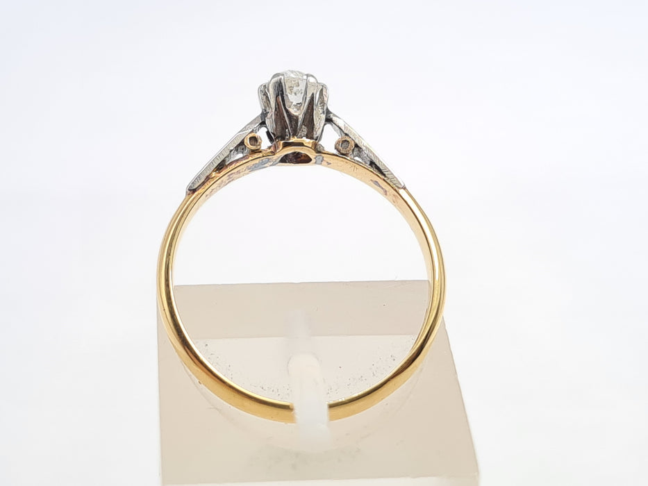 6207 Antique: 18ct Gold Platinum Set Old European cut Diamond Solitary (0.20ct)