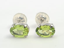 Load image into Gallery viewer, 7269:Vintage Rare: Platinum Peridot Stud Earrings- crisp platinum showcasing gorgeous green peridots
