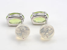 Load image into Gallery viewer, 7269:Vintage Rare: Platinum Peridot Stud Earrings- crisp platinum showcasing gorgeous green peridots
