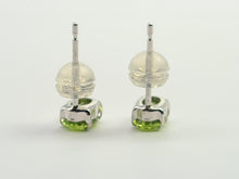 Load image into Gallery viewer, 7269:Vintage Rare: Platinum Peridot Stud Earrings- crisp platinum showcasing gorgeous green peridots
