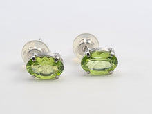 Load image into Gallery viewer, 7269:Vintage Rare: Platinum Peridot Stud Earrings- crisp platinum showcasing gorgeous green peridots
