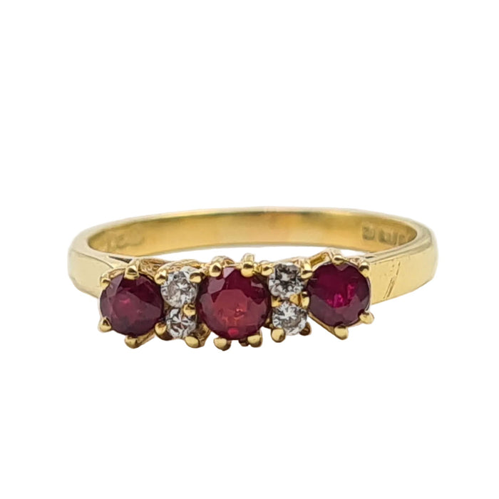 6061 Vintage: 18ct Gold Rubies Diamonds Dress Ring- From 1977