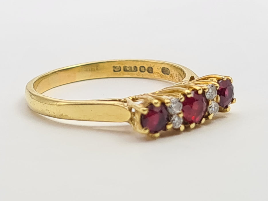 6061 Vintage(: 18ct Gold Rubies Diamonds Dress Ring- From 1977
