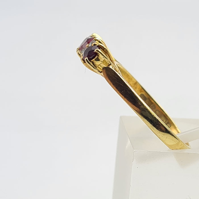 6061 Vintage(: 18ct Gold Rubies Diamonds Dress Ring- From 1977
