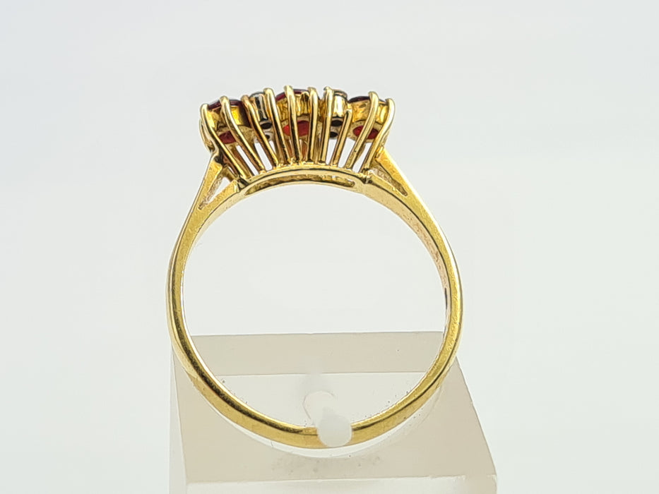 6061 Vintage(: 18ct Gold Rubies Diamonds Dress Ring- From 1977