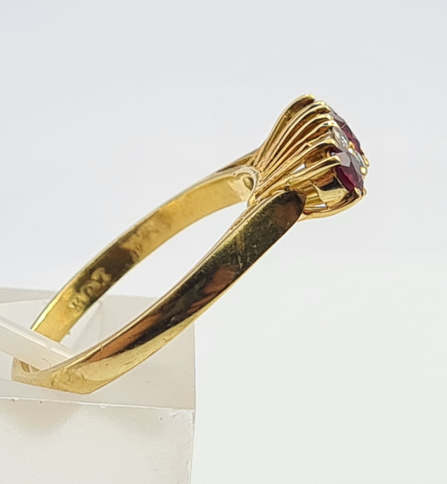 6061 Vintage(: 18ct Gold Rubies Diamonds Dress Ring- From 1977