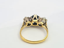 Load image into Gallery viewer, 9002: Vintage: (1976) 18ct Gold French Blue Sapphire Full Cut Diamonds Ring- Exquisite
