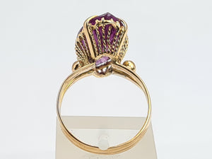 7324:Vintage & Rare: Egyptian 18ct Gold Marquise Cut Colour Change Sapphire- captivating colours, sleek design