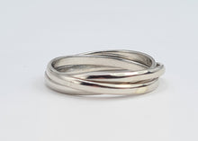 Load image into Gallery viewer, 7276: Vintage Rare: 9ct White Gold Triple Band; Wedding Ring- seldom found in White Gold- p
