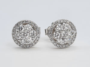 0141: Vintage: 18ct White Gold Diamonds (0.4ct in each earring) Stud Earrings&nbsp;