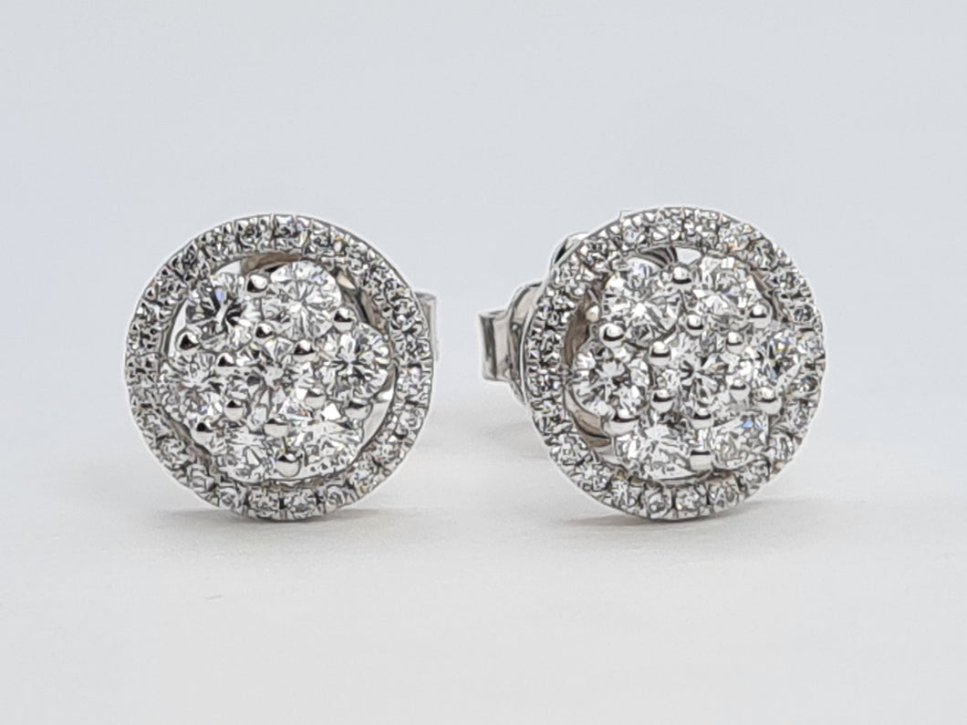 0141: Vintage: 18ct White Gold Diamonds (0.4ct in each earring) Stud Earrings 