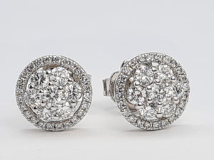 0141: Vintage: 18ct White Gold Diamonds (0.4ct in each earring) Stud Earrings&nbsp;