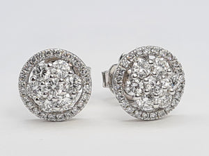 0141: Vintage: 18ct White Gold Diamonds (0.4ct in each earring) Stud Earrings&nbsp;