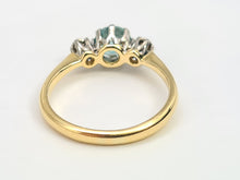 Load image into Gallery viewer, 9005: Vintage: 18ct Gold Light Blue Zircon Twin Diamonds Dress Ring- Art Deco Beauty
