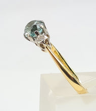 Load image into Gallery viewer, 9005: Vintage: 18ct Gold Light Blue Zircon Twin Diamonds Dress Ring- Art Deco Beauty
