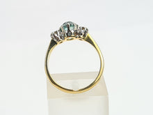 Load image into Gallery viewer, 9005: Vintage: 18ct Gold Light Blue Zircon Twin Diamonds Dress Ring- Art Deco Beauty
