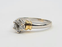 Load image into Gallery viewer, A9008: 18ct Gold Marquise Cut Diamonds Trilogy Dress Ring- 18ct Yellow Gold Detail- Lovely
