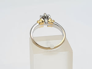 A9008: 18ct Gold Marquise Cut Diamonds Trilogy Dress Ring- 18ct Yellow Gold Detail- Lovely